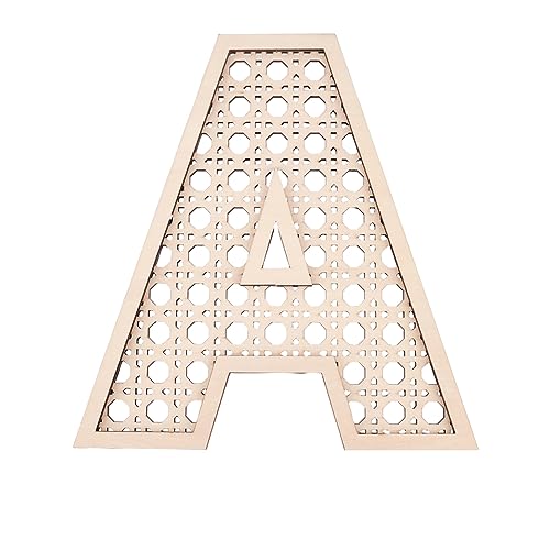 OLYCRAFT 30cm Holz Rattan Buchstaben Hohl 3D Buchstabe A Dekoration Boho Holz Personalisiertes Anfangsschild Rustikale Holzbuchstaben Für Wand Innenhintergrund Bücherregale Dekorationen von OLYCRAFT