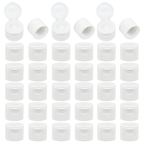 OLYCRAFT 36 Stück Weiße Klappdeckel 25mm Dicke Kunststoff Flaschenverschlüsse Mit 4.5mm Öffnung Ersatz Klappdeckel Dosierverschlüsse Quetschflaschen Dosierverschlüsse Innendurchmesser 28mm von OLYCRAFT