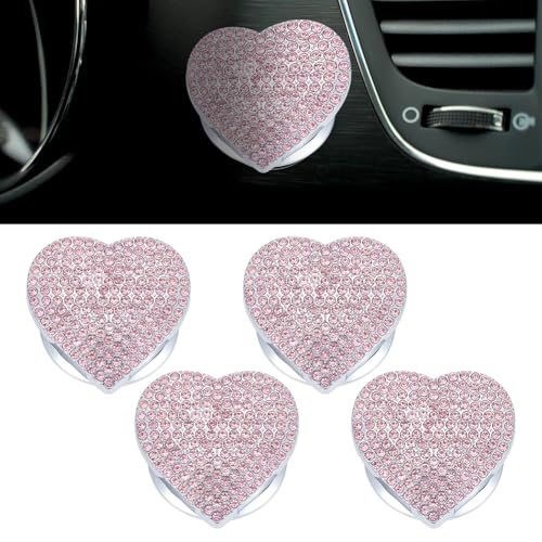 OLYCRAFT 4 Stück Bling Pink Auto Motor Startknopf 44.5x42.5mm Herz Legierung Druckknopf Ringkappe Funkelndes Zubehör Bling Motor Zündknopfkappe Aufkleber Dekoration Für Autodekoration von OLYCRAFT