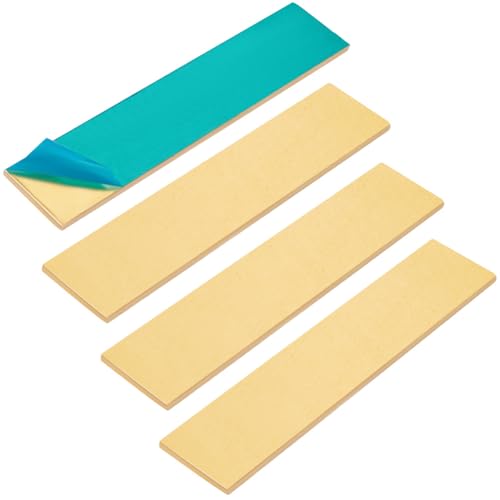 OLYCRAFT 4 Stück Messingblech 100x20mm Goldmessingblech 3mm Dick Rechteckig Rohmessingblech Material Rechteckiges Metall Messingblech Blankes Metallblech Für Metallstanzmodelle von OLYCRAFT