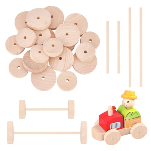OLYCRAFT 20 Stück Holzräder und 20 Stück Holzstäbchen Ungefinkelte Holzräder mit Holzstäbchen Holzbastelräder Reifen mit 5mm Löchern für DIY Modellautos Holzbastelprojekte - 35mm & 45mm OLYCRAFT 20 Stück Holzräder und 20 Stück Holzstäbchen Ungefinkelte Holzräder mit Holzstäbchen Holzbastelräder Reifen mit 5mm Löchern für DIY Modellautos Holzbastelprojekte - 35mm & 45mm von OLYCRAFT