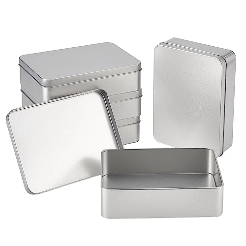 OLYCRAFT 5 Stück Metallleere Dosen Rechteckig Luftdicht Metall Lagerung Tin Home Organizer Metall rechteckig leere Dosen mit Scharnieren Box mit Deckel für kleine Gegenstände Lagerung 15.3x11.2x4cm von OLYCRAFT