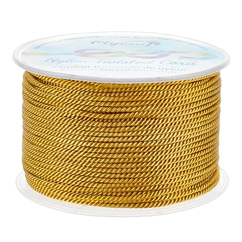 OLYCRAFT 50M 1.5~2mm Twist Satin Nylon Cord Verdreht Cord Seil 3-Lagig Golden Twist Cord Trim String Thread Craft Nylon Seil Verdreht Cord Rope Für Kunsthandwerk Und Schmuckherstellung von OLYCRAFT