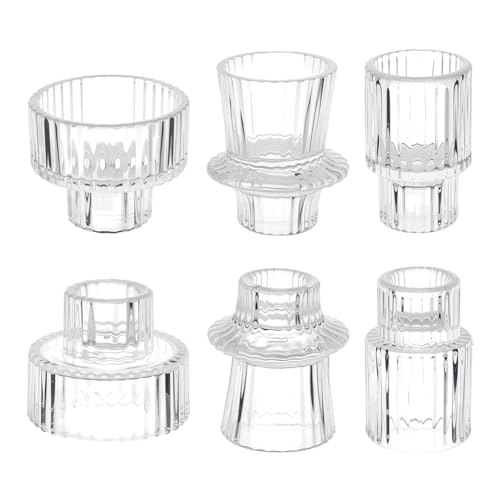 OLYCRAFT 6 Stück Konische Kerzenhalter Aus Glas Doppelseitig Gerippter Vintage Kerzenhalter Kerzenständer Aus Klarem Glas Wendbarer Teelichthalter Für Tischdekoration Hochzeitsessen OLYCRAFT 6 Stück Konische Kerzenhalter Aus Glas Doppelseitig Gerippter Vintage Kerzenhalter Kerzenständer Aus Klarem Glas Wendbarer Teelichthalter Für Tischdekoration Hochzeitsessen von OLYCRAFT