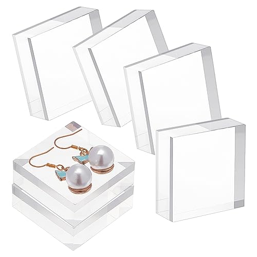 OLYCRAFT 6 Stück Transparenter Acryl Würfel 4x4x1.5cm Quadratische Acryl Display Blöcke Quadratischer Klarer Polierter Acryl Display Würfel Für Ring Schmuck Schaufenster Display Halter Basis von OLYCRAFT