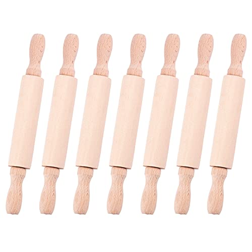 OLYCRAFT 7 Stück Mini Holz Nudelholz 20x2.55cm Klassisches Zum Backen Teig Roller Utensil Für Home Kunsthandwerk Basteln DIY Lehm Handgemacht von OLYCRAFT