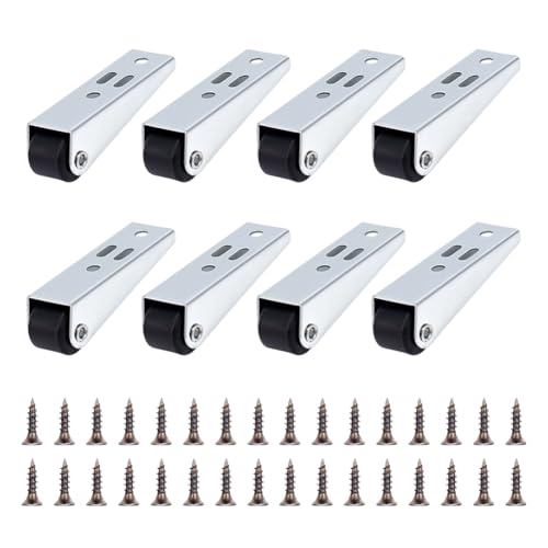 OLYCRAFT 8 Stück 1cm Gummirollen Schwarz Langer Rahmen Starre Rolle Vertikale Und Horizontale Installation Rollen Leises Gummirad Mit Schrauben (Tragkraft: 75 kg/Stück) Für Möbel Türen Schränke von OLYCRAFT