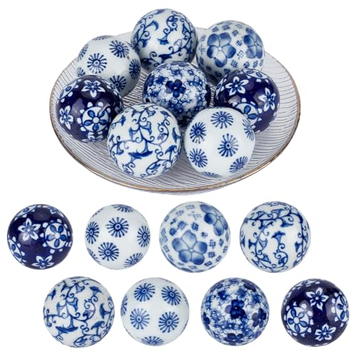 OLYCRAFT 8 Stück Blaue Und Weiße Porzellankugeln Handgefertigte Porzellanperlen 4cm Dekorative Porzellankugel 3 mm Loch Schwebende Keramikkugeln Kugeln Für Tafelaufsatz Schalen Vasen Tische Hochzeit von OLYCRAFT