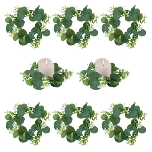 OLYCRAFT 8 Stück Kerzenringe 11cm Künstliche Eukalyptusblätter Kränze Kerzenringe Kranz Säulenkerzenhalter Dekorative Kerzen Kränze Für Party Hochzeit Tisch Heimdekoration OLYCRAFT 8 Stück Kerzenringe 11cm Künstliche Eukalyptusblätter Kränze Kerzenringe Kranz Säulenkerzenhalter Dekorative Kerzen Kränze Für Party Hochzeit Tisch Heimdekoration von OLYCRAFT