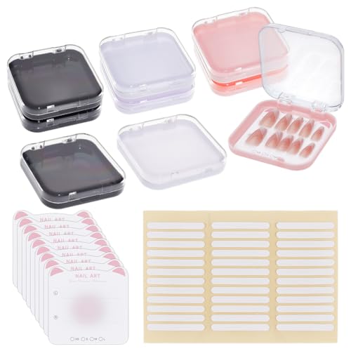 OLYCRAFT 9 Aufbewahrungsbox Für Aufdrückbare Nägel Vitrine Für Künstliche Nägel Aufbewahrungsbehälter Für Nägel Mit 9 Anzeigekarten Und 36 Klebeband Zum Organisieren Und Präsentieren von OLYCRAFT