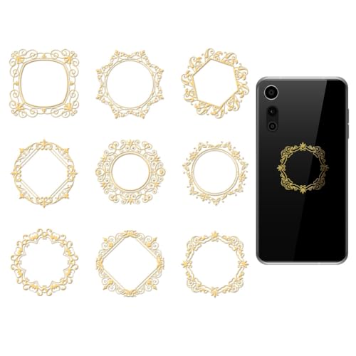 OLYCRAFT 9 Stück 4x4cm Goldene Metallaufkleber Vintage Metallaufkleber Selbstklebende Aufkleber Dekorativer Rahmen Epoxid Aufkleber Für DIY Scrapbooks Epoxidharz Dekoration von OLYCRAFT