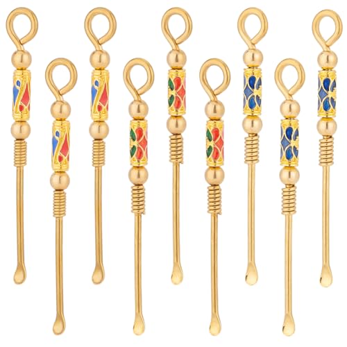 OLYCRAFT 9 Stück Tragbar Kleiner Löffel Aus Metall 7.7cm Lang Goldener Kleiner Löffel Pulver Messing Emaille Kleiner Löffel Für Heimwerker Bastelarbeiten Füllen von Fläschchen Gewürzen Kräutern von OLYCRAFT