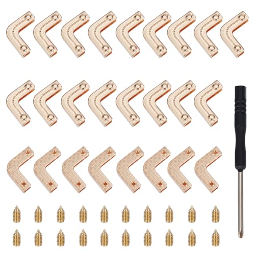 OLYCRAFT Eckenschutz aus Legierung, L-förmig, hellgold, mit Schraube und 1 Eisen-Schraubendreher für Umhängetaschen, Handtaschen, Gepäck, Brieftaschen, 20 Sets OLYCRAFT Eckenschutz aus Legierung, L-förmig, hellgold, mit Schraube und 1 Eisen-Schraubendreher für Umhängetaschen, Handtaschen, Gepäck, Brieftaschen, 20 Sets von OLYCRAFT