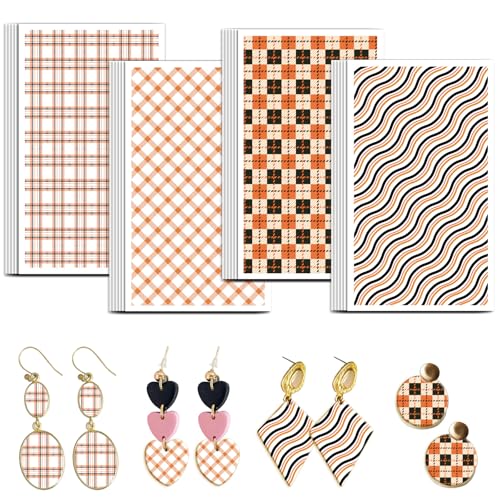 OLYCRAFT Orange Kariertes Ton Transferpapier 4 Design 24 Stück Transferpapier Für Polymer Orange Und Schwarze Gewellte Streifen Polymer Ton Transferblätter Kleine Keramik Aufkleber Für Ohrringe OLYCRAFT Orange Kariertes Ton Transferpapier 4 Design 24 Stück Transferpapier Für Polymer Orange Und Schwarze Gewellte Streifen Polymer Ton Transferblätter Kleine Keramik Aufkleber Für Ohrringe von OLYCRAFT