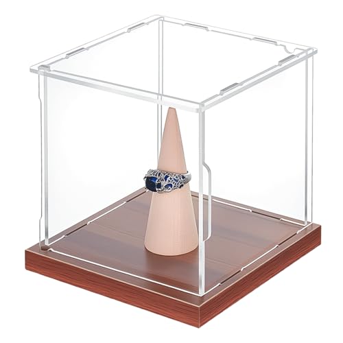 OLYCRAFT Präsentationsbox Für Meisterschaftsringe 11.6x11.7x11.6cm Große Acryl Vitrine Staubdichte Präsentationsboxen Mit Holzständerbasis Für Sport Basketball Und Baseball Fansouvenirs von OLYCRAFT