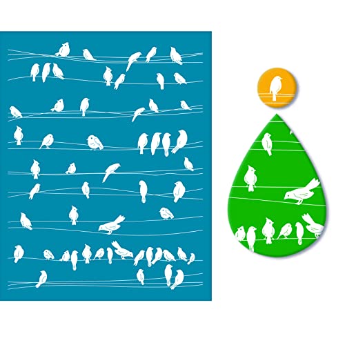 OLYCRAFT Tonschablonen Spatzen Vogel Muster nicht klebende Siebdruck Schablone wiederverwendbar waschbar Mesh Transfer Schablonen Vogel Mesh Schablone für Herstellung Schmuck Ohrringen - 12.7x10cm OLYCRAFT Tonschablonen Spatzen Vogel Muster nicht klebende Siebdruck Schablone wiederverwendbar waschbar Mesh Transfer Schablonen Vogel Mesh Schablone für Herstellung Schmuck Ohrringen - 12.7x10cm von OLYCRAFT