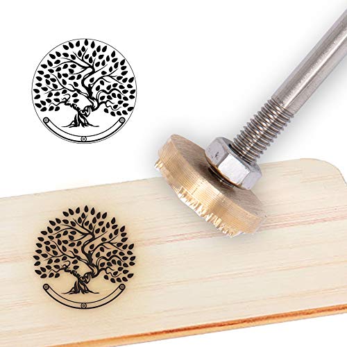 OLYCRAFT Wood Branding Eisen Custom Logo 3cm/3cm Leder Branding Eisenstempel BBQ Heat Stamp Mit Holzgriff Für Holzbearbeitung Und Handgefertigtes Design - Baum Des Lebens von OLYCRAFT