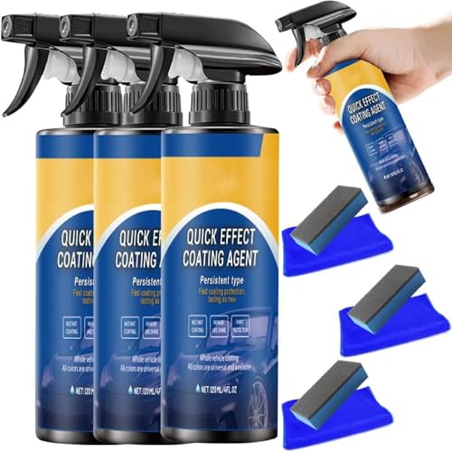 Car Coating Spray for Shine and Protection, 3 in 1 Multi-Functional Quick Effect Coating Agent, Quick Effect Polish Spray Agent Long-Lasting Protection (3pcs) von OLYGEE