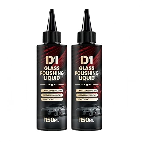 D1 Glass Polishing Liquid, 2025 New Car Glass Oil Film Remover and Auto Scratch Repair Compound, Anti-Fog Hydrophobic Coating, Scratches, Wiper Marks (2pcs) von OLYGEE