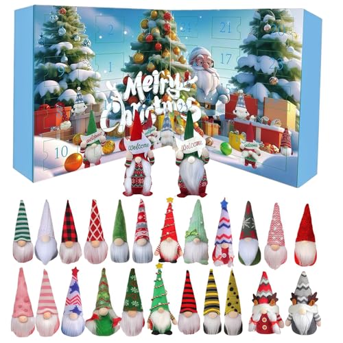 Gnome Advent Calendar 2025, Christmas Gnome Advent Calendar with 24 Collectible Christmas Figures Gnome Can be Used Home Decorations of Gift (A) von OLYGEE