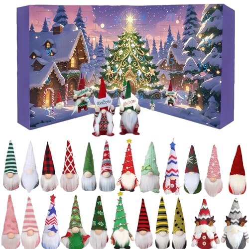 Gnome Advent Calendar 2025, Christmas Gnome Advent Calendar with 24 Collectible Christmas Figures Gnome Can be Used Home Decorations of Gift (B) von OLYGEE