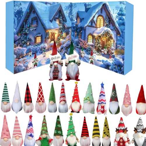 Gnome Advent Calendar 2025, Christmas Gnome Advent Calendar with 24 Collectible Christmas Figures Gnome Can be Used Home Decorations of Gift (C) von OLYGEE