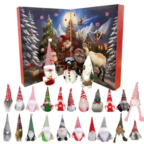 Gnome Advent Calendar 2025, Christmas Gnome Advent Calendar with 24 Collectible Christmas Figures Gnome Can be Used Home Decorations of Gift (E) von OLYGEE