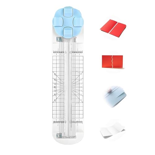 OLYGEE 4 in 1 Multi-Function Paper Trimmer, 4 in 1 Paper Cutter, with Straight, Wavy, Perforation and Crease Blade, for A4/Photo/Card, for Daily Manual and Office Use (Blue) von OLYGEE