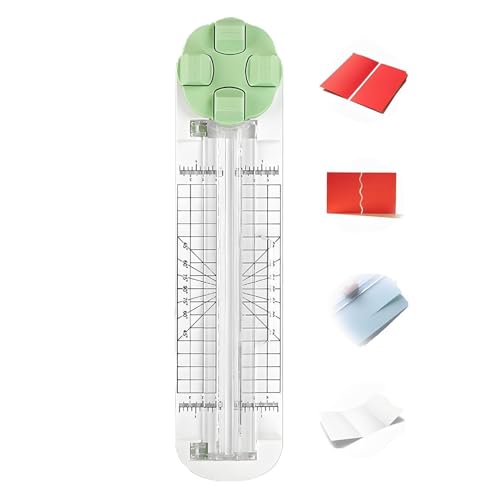 OLYGEE 4 in 1 Multi-Function Paper Trimmer, 4 in 1 Paper Cutter, with Straight, Wavy, Perforation and Crease Blade, for A4/Photo/Card, for Daily Manual and Office Use (Green) von OLYGEE