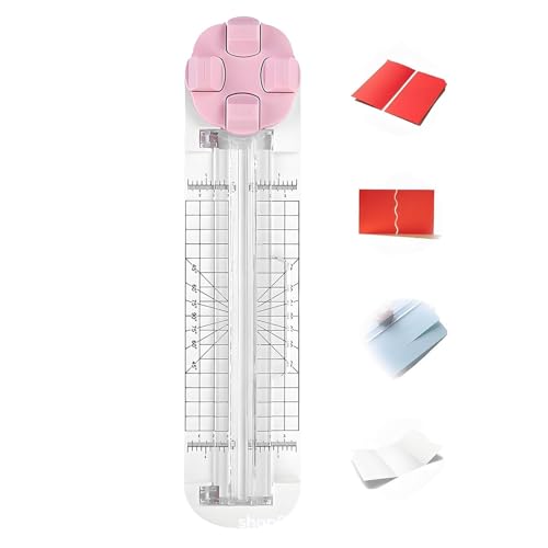 OLYGEE 4 in 1 Multi-Function Paper Trimmer, 4 in 1 Paper Cutter, with Straight, Wavy, Perforation and Crease Blade, for A4/Photo/Card, for Daily Manual and Office Use (Pink) von OLYGEE