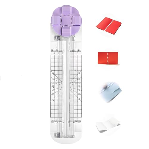 OLYGEE 4 in 1 Multi-Function Paper Trimmer, 4 in 1 Paper Cutter, with Straight, Wavy, Perforation and Crease Blade, for A4/Photo/Card, for Daily Manual and Office Use (Purple) von OLYGEE