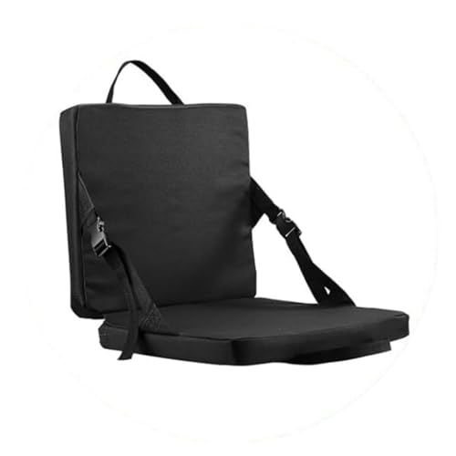 OLYGEE Folding Stadium Seats with Backrest Multipurpose Oxford Cloth Seat Pad with Pocket, Thick Cushion for Travel Camping Outdoor Lawn and Watching Football Games, Vamos (Black) von OLYGEE