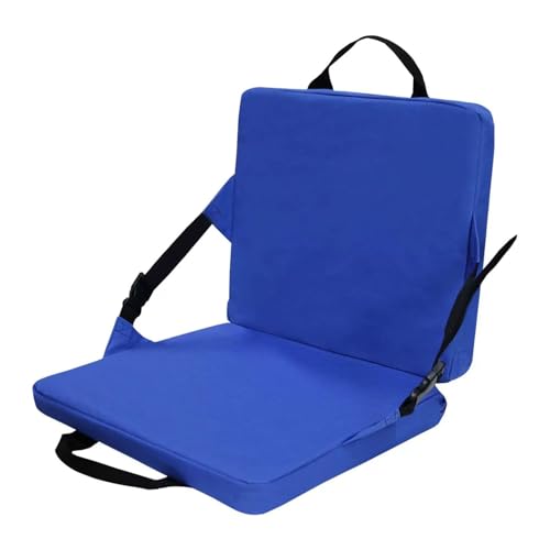 OLYGEE Folding Stadium Seats with Backrest Multipurpose Oxford Cloth Seat Pad with Pocket, Thick Cushion for Travel Camping Outdoor Lawn and Watching Football Games, Vamos (Blue) von OLYGEE