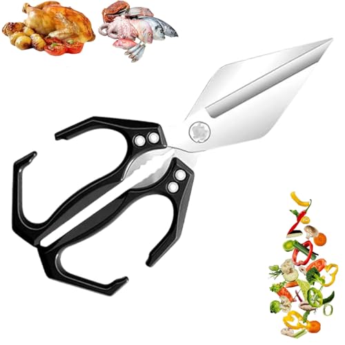 OLYGEE Seattleget Multifunctional Heavy-Duty Kitchen Shears, Professional Kitchen Scissors, Sharp Stainless Steel Poultry Scissors, Effortlessly Cut Through Chicken Bones, Meat, Seafood (Black,1pcs) von OLYGEE