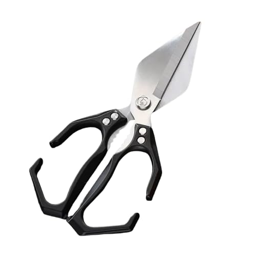 Seattleget Multifunctional kitchen scissors heavy duty, Japan Cooking Scissors kitchen heavy duty with Ergonomic Handle, Multifunctional with Cutting Meat, Vegetables, and Nuts (Black) von OLYGEE