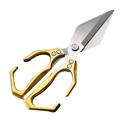 Seattleget Multifunctional kitchen scissors heavy duty, Japan Cooking Scissors kitchen heavy duty with Ergonomic Handle, Multifunctional with Cutting Meat, Vegetables, and Nuts (Gold) von OLYGEE