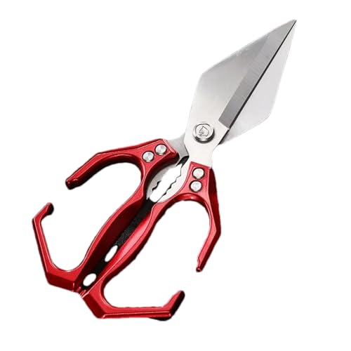 Seattleget Multifunctional kitchen scissors heavy duty, Japan Cooking Scissors kitchen heavy duty with Ergonomic Handle, Multifunctional with Cutting Meat, Vegetables, and Nuts (Red) von OLYGEE