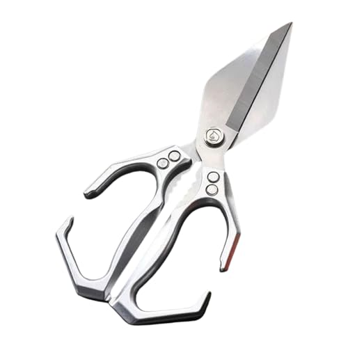 Seattleget Multifunctional kitchen scissors heavy duty, Japan Cooking Scissors kitchen heavy duty with Ergonomic Handle, Multifunctional with Cutting Meat, Vegetables, and Nuts (Silver) von OLYGEE