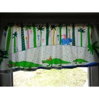 H18" X W49" Baumwollvorhang Valance; Kinderzimmer Vorhang Mit Krokodil Familie Print, Lustiger von OLaLaVintage