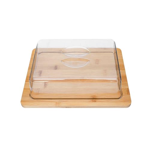 OLiWia Butterdose aus Bambus mit Deckel Transparent Buttertablett Käse und Käse Aufbewahrung Crisper Obsttablett Lebensmitteltablett von OLiWia