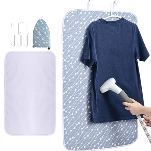 OLizee® Bügelmatte zum Aufhängen über der Tür mit 5 Haken Kleidung Bügelmatte Bügelpresse Pad Kleidungsstück Dampfgarer Bügelhandschuh Bügeln Scorch Mesh für Zuhause und Reisen von OLizee