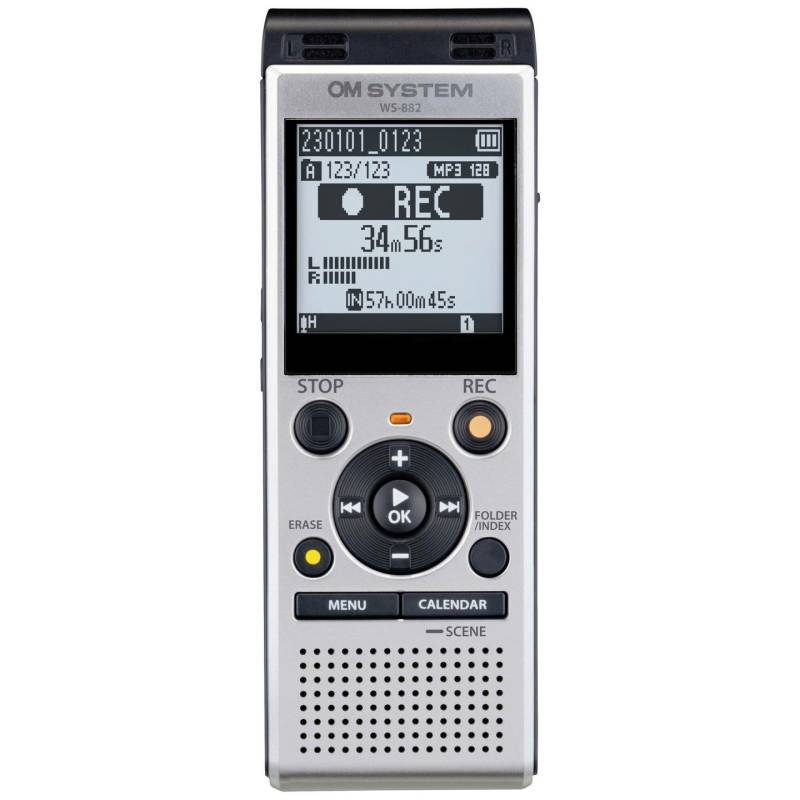 Om System Ws 882 Digitales Diktiergerät Aufzeichnungsdauer Max. 1040 H Silber    B-Ware von OM System