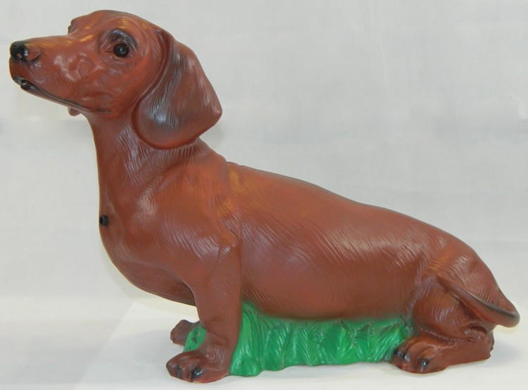 Deko Figur Hund Dackel H 33 cm mit Bewegungsmelder Wau-wau Dekofigur aus Kunststoff von OM