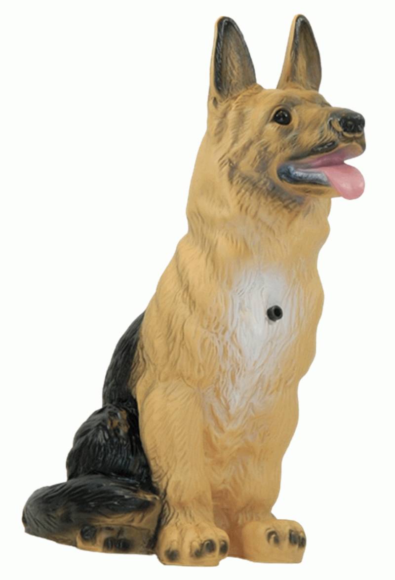 Deko Figur Hund Schäferhund groß H 38 cm Dekofigur mit Bewegungsmelder wau-wau Tierfigur von OM