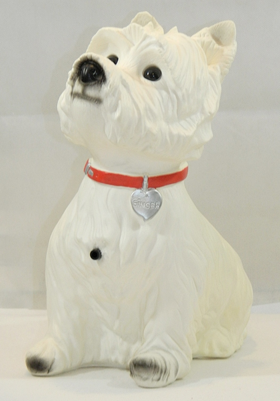 Deko Figur Hund West White Terrier Ginger H 34 cm Dekofigur mit Bewegungsmelder Wau-wau von OM