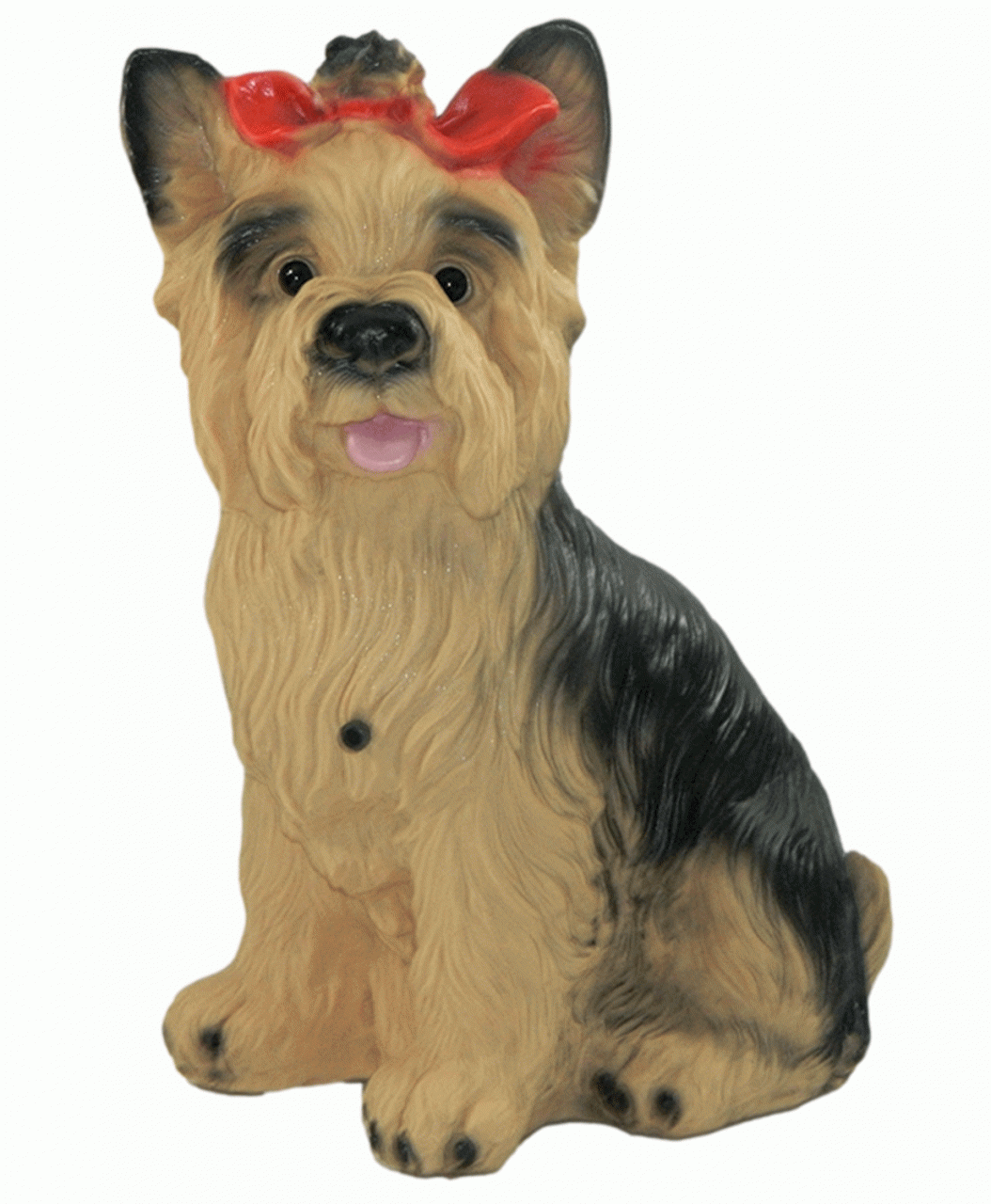 Deko Figur Hund Yorkshire Terrier H 38 cm Dekofigur mit Bewegungsmelder Wau-wau von OM