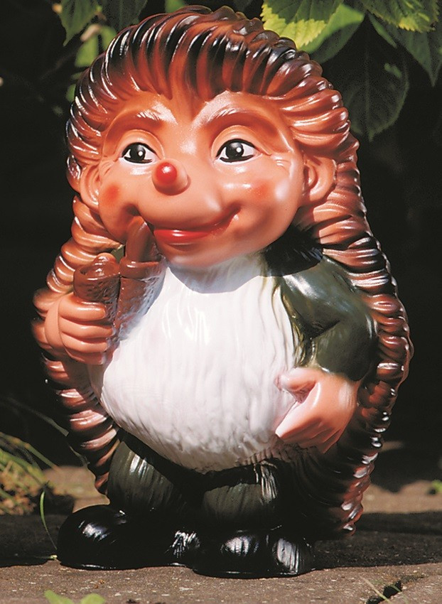 Deko Figur Igel mit Pfeiffe H 31 cm Gartenfigur Dekofigur aus Kunststoff von OM