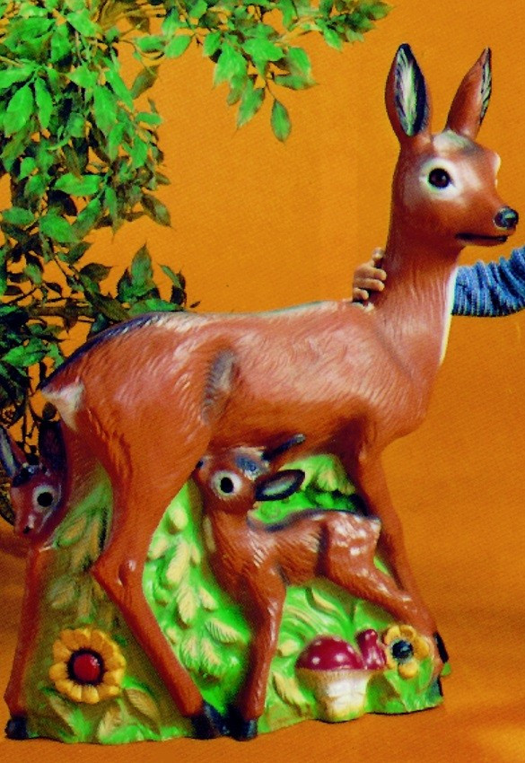 Deko Figur Reh mit zwei Rehkitzen Höhe 80 cm Gartenfigur Dekofigur aus Kunststoff von OM