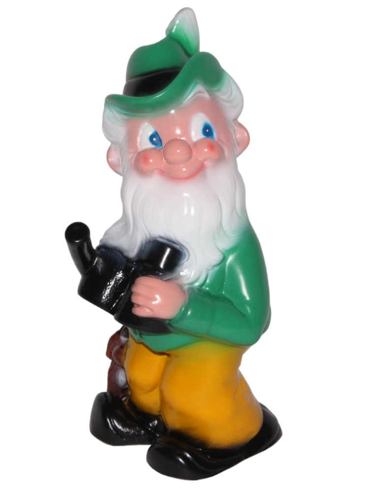 Deko Figur Zwerg Förster mit Gewehr und Fernglas H 29 cm Gartenzwerg Gartenfigur aus Kunststoff von OM