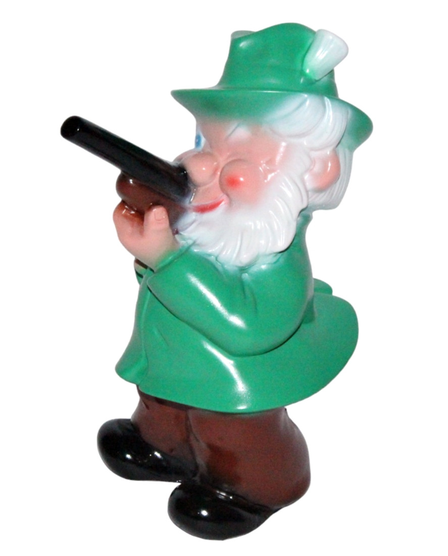 Gartenzwerg Förster Figur Zwerg Jäger mit Waffe H 18 cm Gartenfigur aus Kunststoff von OM